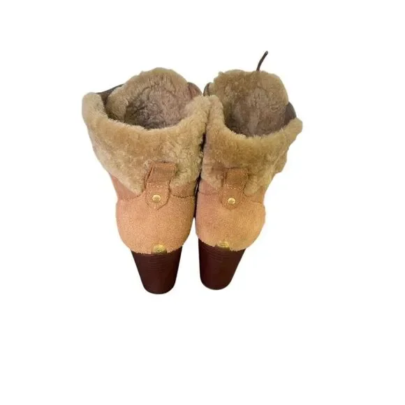 UGG Analise Chestnut Lace Up Ankle Boots Suede Chunky Heel Size 10 - Picture 6 of 13